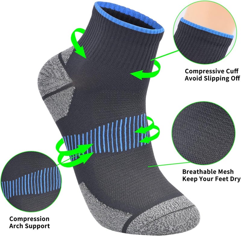 WindCrosser Mens and Womens Anti Odor Blister Resistant Seamless Thin Compression Quarter Crew Athletic Cycling Socks - Image 3